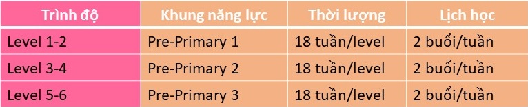 Lộ trình học tiếng anh mầm non