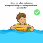 Cách phòng tránh đuổi nước ở trẻ 7, Không ăn khi đang bơi